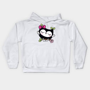 cute kawaii owl art on the tree branch Kids Hoodie